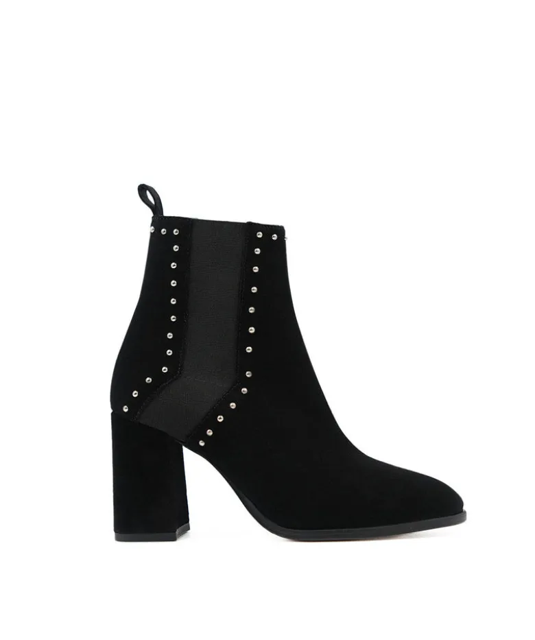 Bottines INES Veau Velours Noir