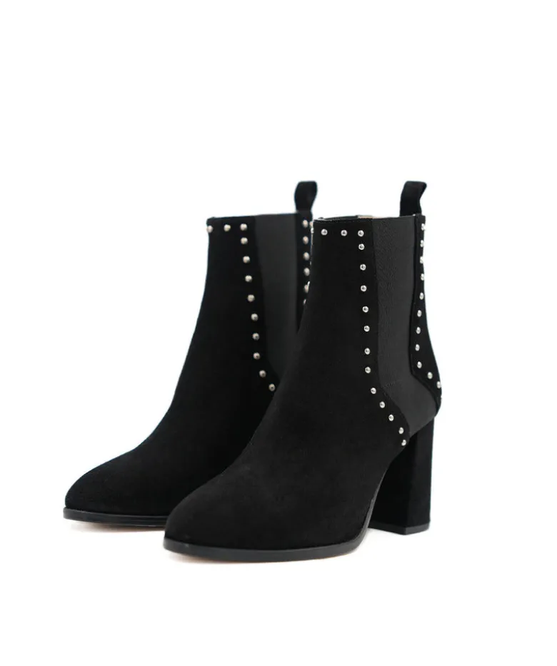 Bottines INES Veau Velours Noir
