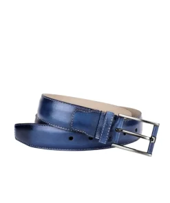 Ceinture Cuir Patiné Bleu
