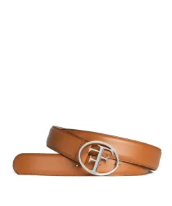 Ceinture PARIS Cognac Boucle Argent