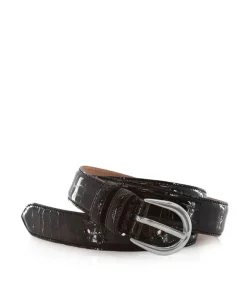 Ceinture ROME Croco Brun boucle Argent