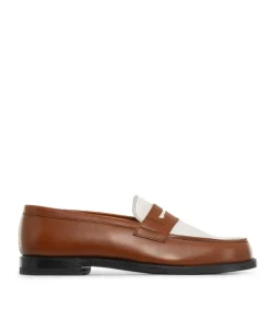 Mocassins Bicolore LILOU Armagnac et Blanc