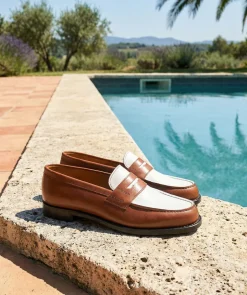 Mocassins Bicolore LILOU Armagnac et Blanc