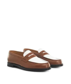 Mocassins Bicolore LILOU Armagnac et Blanc