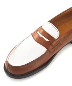Mocassins Bicolore LILOU Armagnac et Blanc