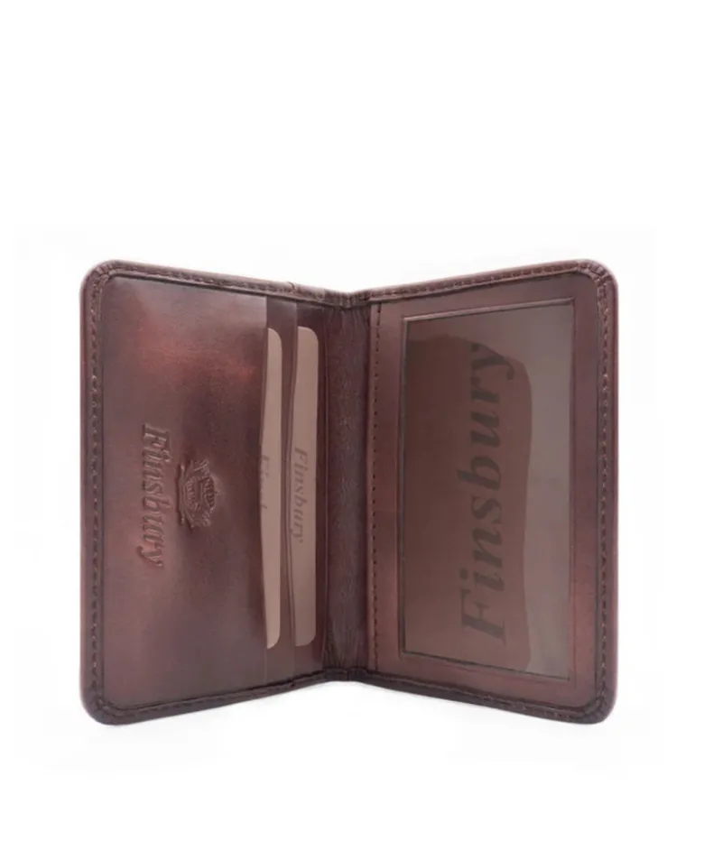 Porte-cartes à Deux Volets Marron Patiné