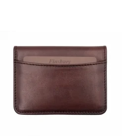 Porte-cartes à Deux Volets Marron Patiné