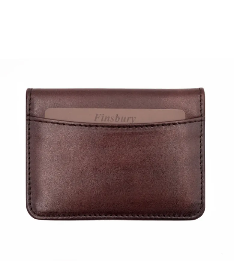 Porte-cartes à Deux Volets Marron Patiné