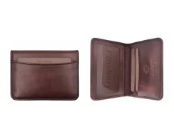 Porte-cartes à Deux Volets Marron Patiné