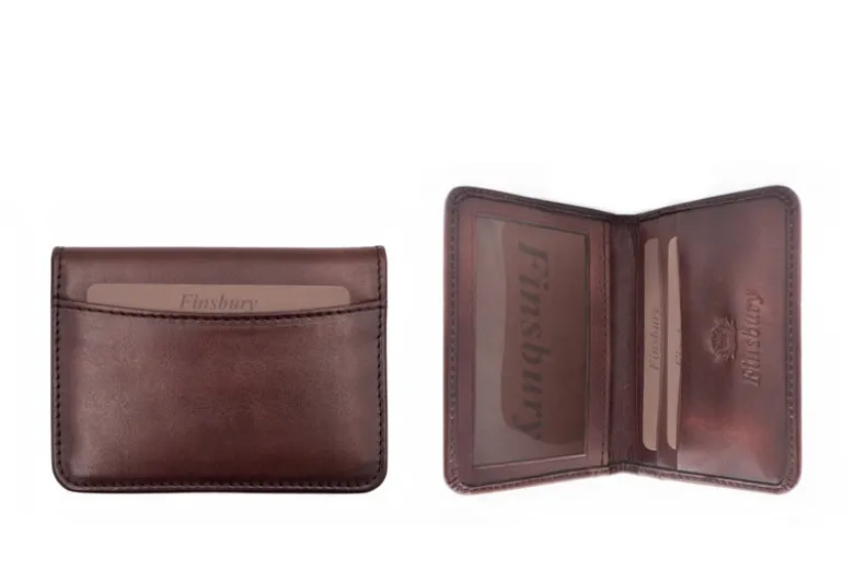 Porte-cartes à Deux Volets Marron Patiné