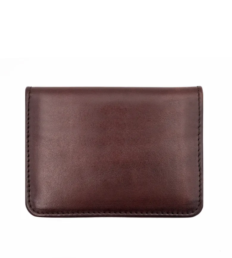 Porte-cartes à Deux Volets Marron Patiné