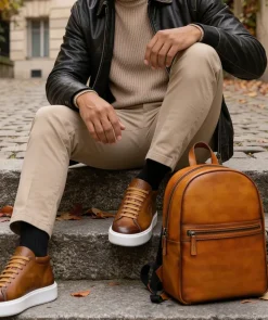 Sac à Dos en Cuir Patiné Gold