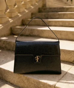 Sac FF35 Cuir Façon Croco Brun