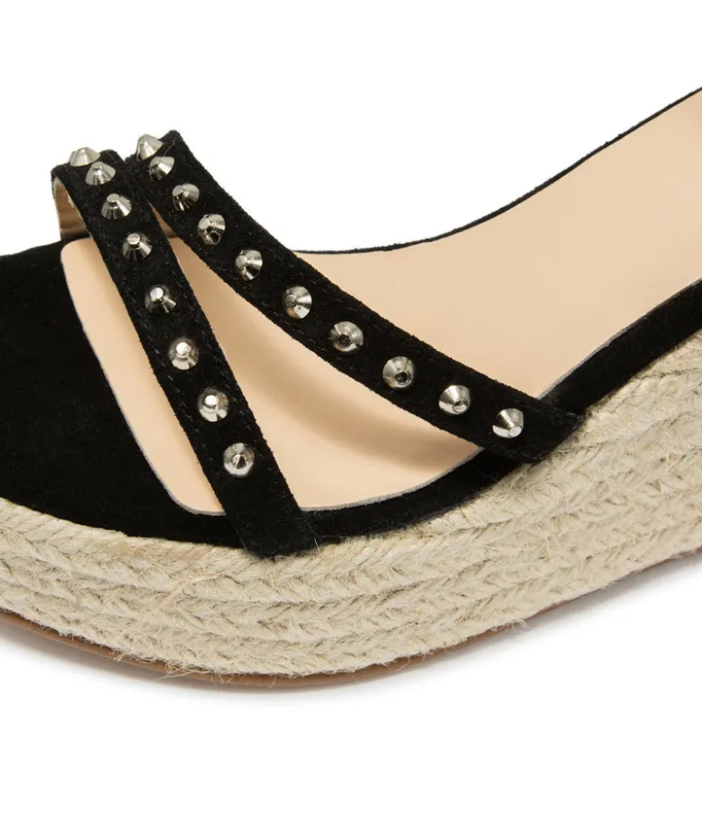 Sandales CAMILLE Veau Velours Noir