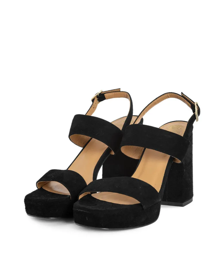 Sandales JANIS Veau Velours Noir