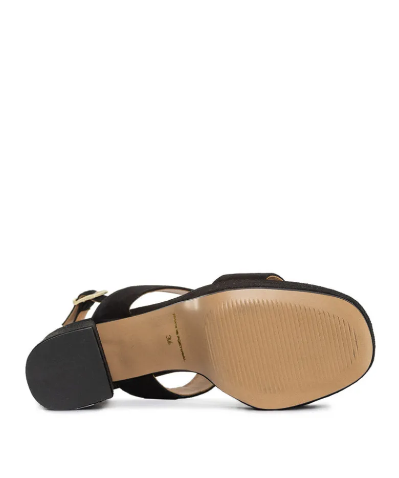 Sandales JANIS Veau Velours Noir